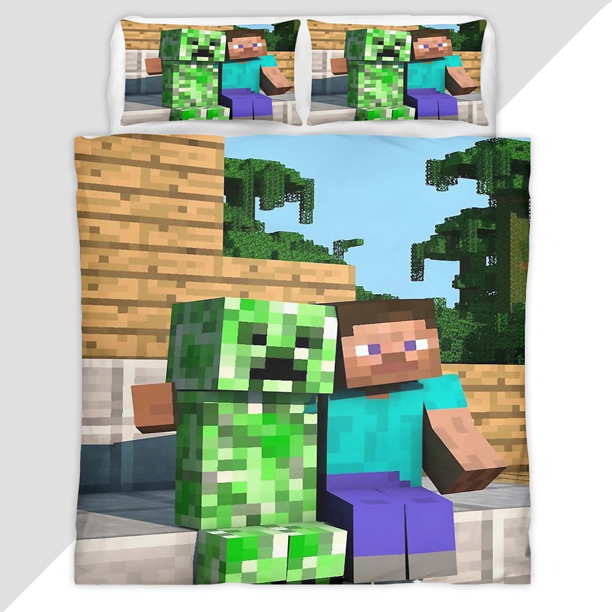 Minecraft Steve Creeper Area Rugs Duvet Cover - Minecraft Bedding Set