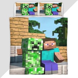 Minecraft Steve Creeper Area Rugs Duvet Cover - Minecraft Bedding Set
