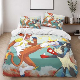 Infernape vs Mega Lucario Duvet Cover - Pokemon Bedding Set 2