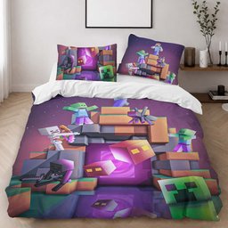 Minecraft Nether Biome Steve Fight Villains Duvet Cover - Minecraft Bedding Set 2