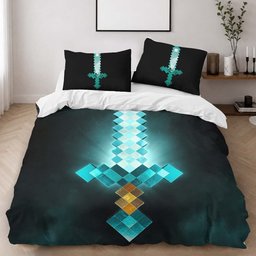 Minecraft Steve Sword Diamond Sword Duvet Cover - Minecraft Bedding Set 2