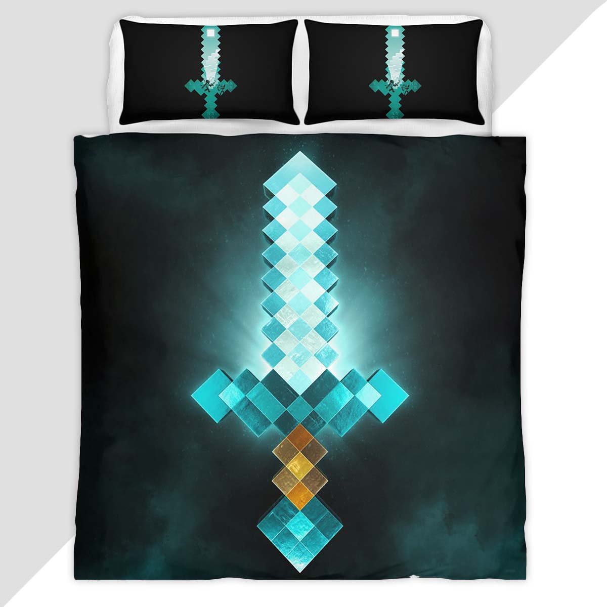 Minecraft Steve Sword Diamond Sword Duvet Cover - Minecraft Bedding Set
