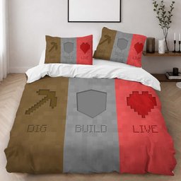 Minecraft Dig Build Live Duvet Cover - Minecraft Bedding Set 2