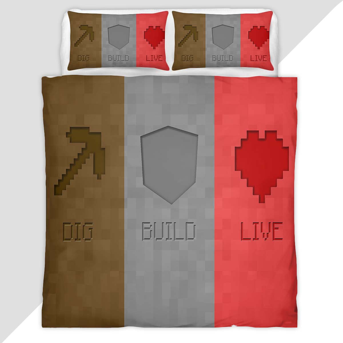 Minecraft Dig Build Live Duvet Cover - Minecraft Bedding Set