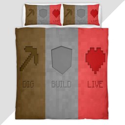 Minecraft Dig Build Live Duvet Cover - Minecraft Bedding Set