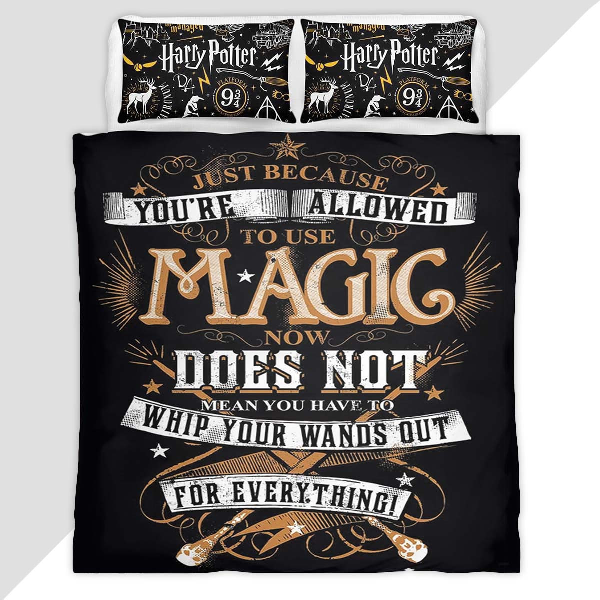 Harry Potter Whip Out Your Wand Duvet Cover - Harry Potter Bedding Set