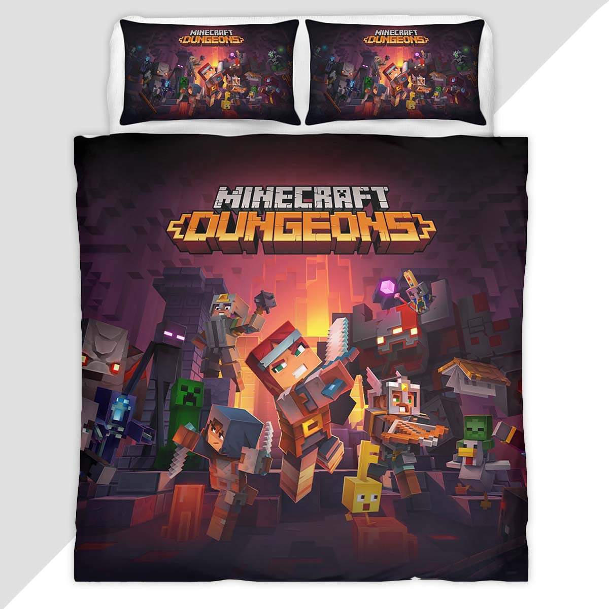 Minecraft Dungeons All Characters Duvet Cover - Minecraft Bedding Set