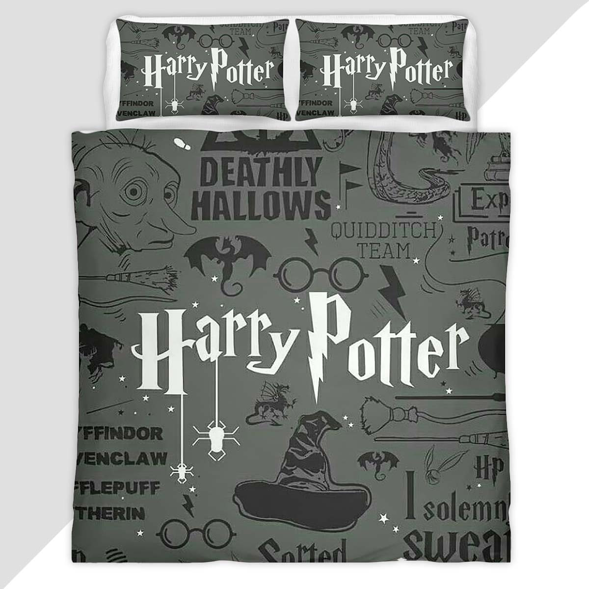 Harry Potter Symbols Deathly Hallows Sortted Always Duvet Cover - Harry Potter Bedding Set