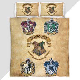 Harry Potter Hogwarts School And Four Houses Duvet Cover - Harry Potter Bedding Set