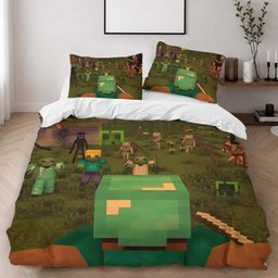 Minecraft Steve fights The Enemy Forces Duvet Cover - Minecraft Bedding Set 2