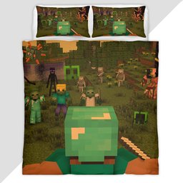Minecraft Steve fights The Enemy Forces Duvet Cover - Minecraft Bedding Set
