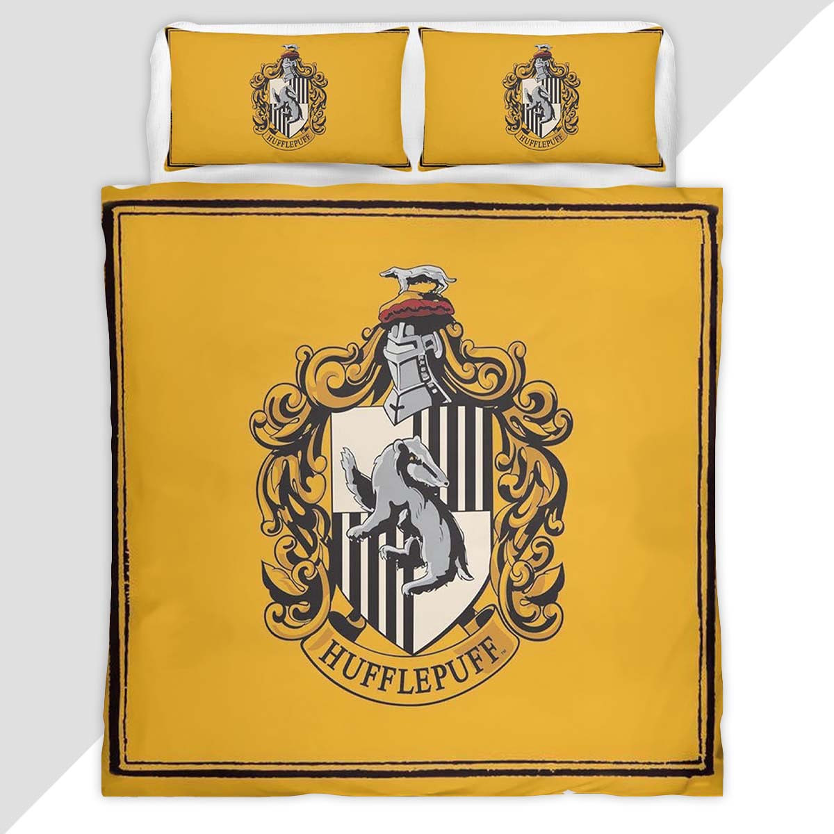 Hufflepuff House Harry Potter Yellow Logo Duvet Cover - Hufflepuff House Bedding Set