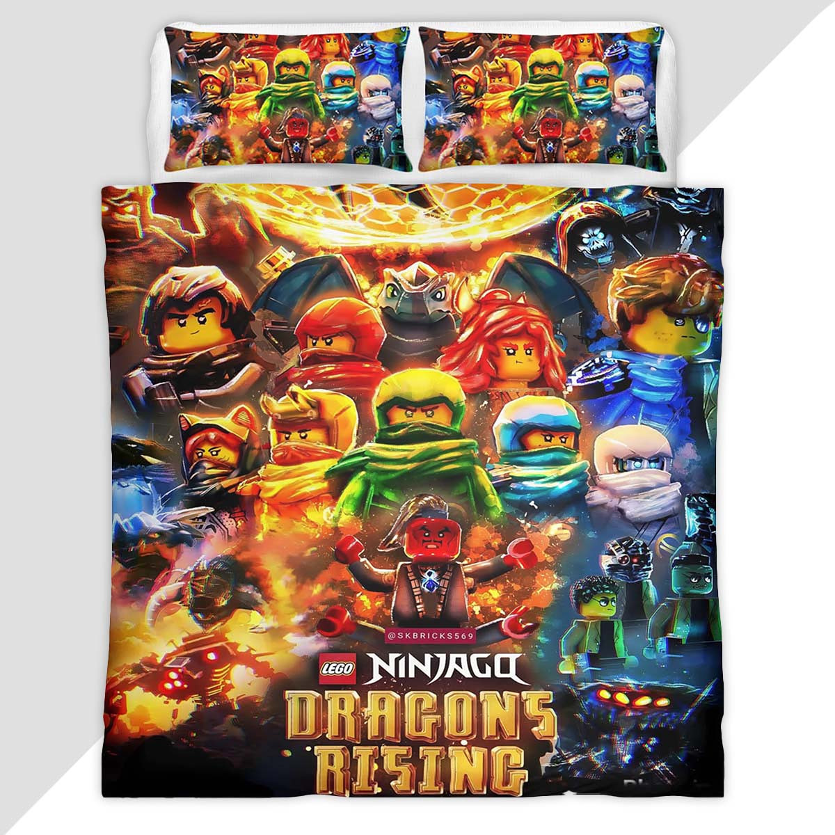 Ninjago All Characters Dragons Rising Duvet Cover - Ninjago Bedding Set
