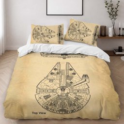 Millennium Falcon Star Wars Blue Print Duvet Cover - Star Wars Bedding Set 2