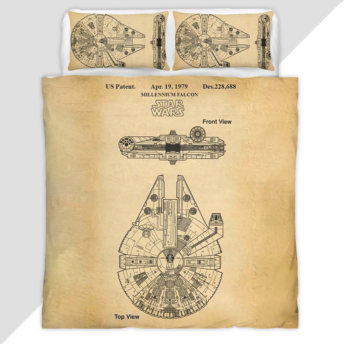 Millennium Falcon Star Wars Blue Print Duvet Cover - Star Wars Bedding Set