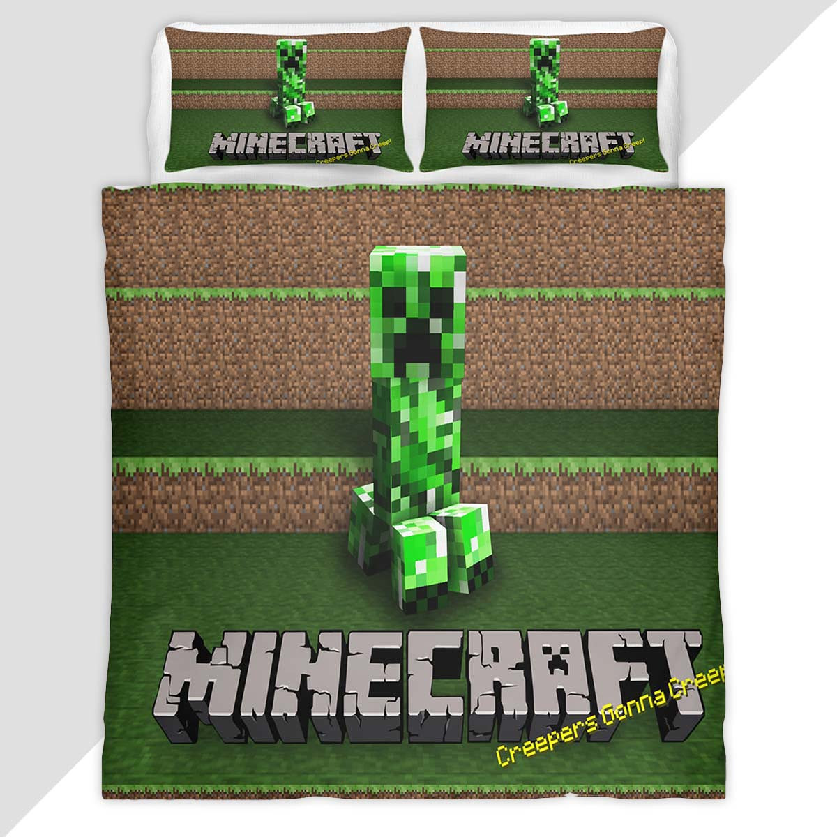 Minecraft Classic Creeper unhappy Duvet Cover - Minecraft Bedding Set