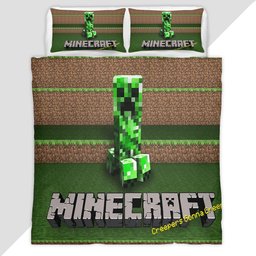 Minecraft Classic Creeper unhappy Duvet Cover - Minecraft Bedding Set