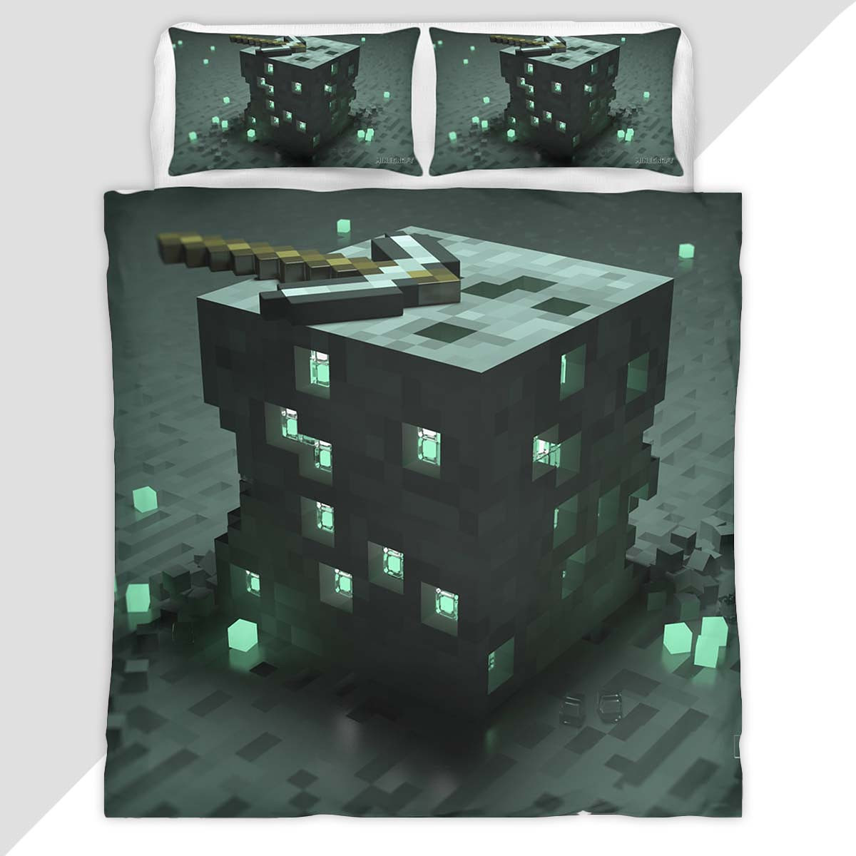 Minecraft Emerald Ore Duvet Cover - Minecraft Bedding Set
