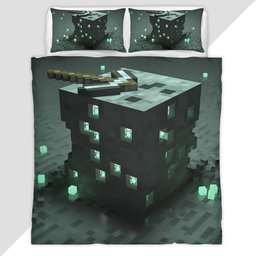 Minecraft Emerald Ore Duvet Cover - Minecraft Bedding Set
