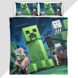 Minecraft Villain Creeper Spider Enderman Duvet Cover - Minecraft Bedding Set