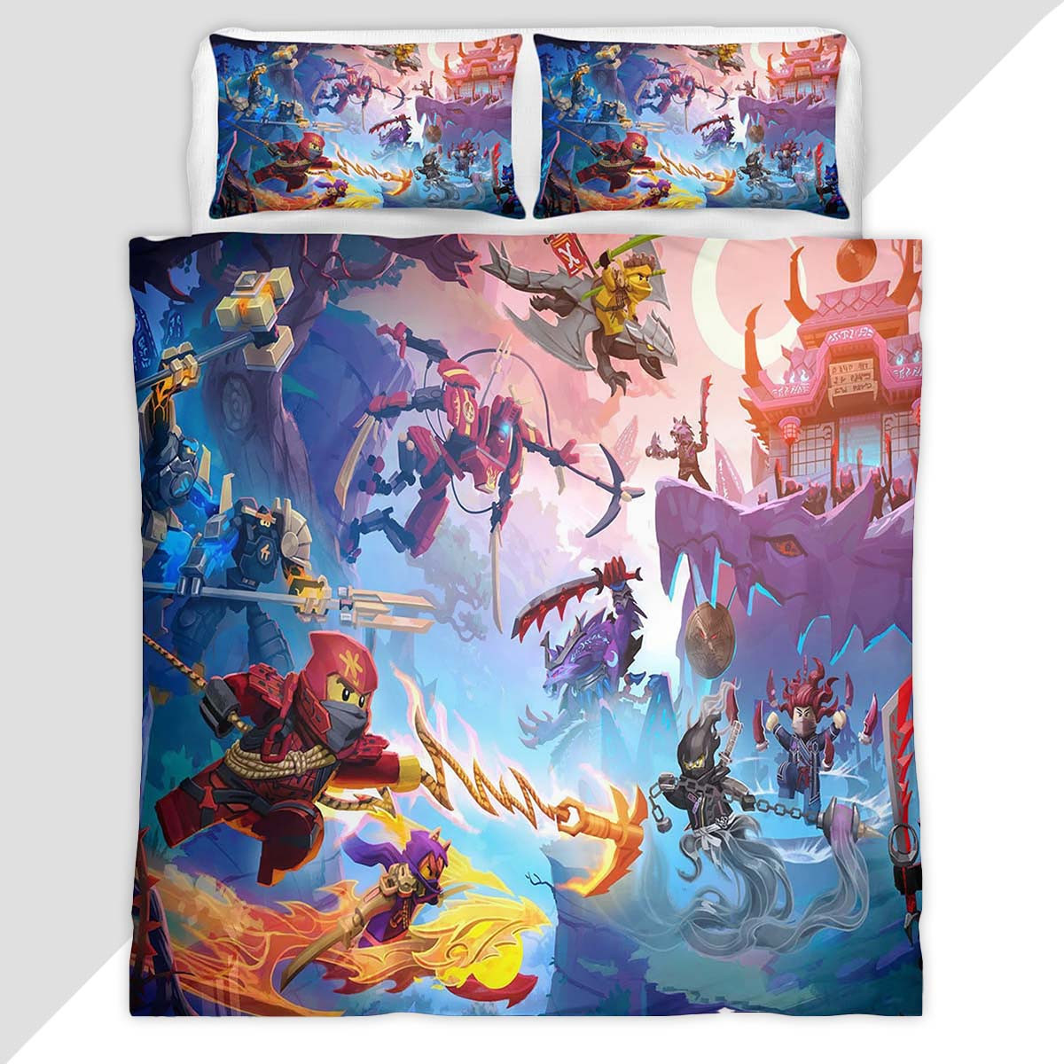 Ninjago All Characters Fight 1018 Duvet Cover - Ninjago Bedding Set