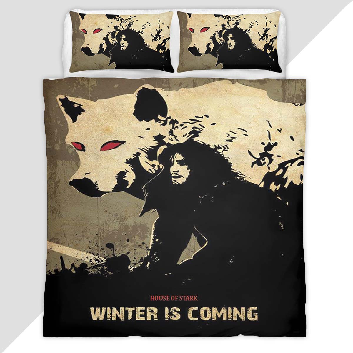 Jon Snow House of Stark Winter is Coming Duvet Cover - Game of Thrones Bedding Set
