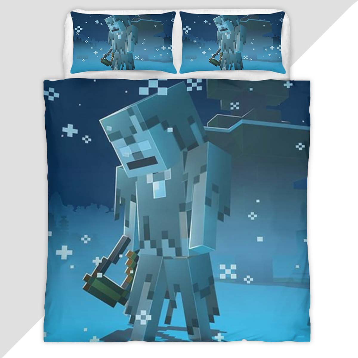Minecraft Character in Tundra Biome Duvet Cover - Minecraft Bedding Set