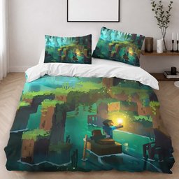 Minecraft forest river scene Duvet Cover - Minecraft Bedding Set 2
