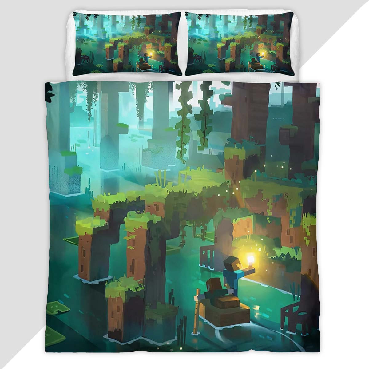 Minecraft forest river scene Duvet Cover - Minecraft Bedding Set