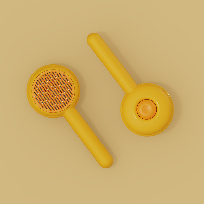 Green style 2 pet grooming brush with its rear cleaning button visible