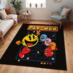 Pac-Man und Power-Pellets Geister mit Früchten im Spiel Teppich - TOK