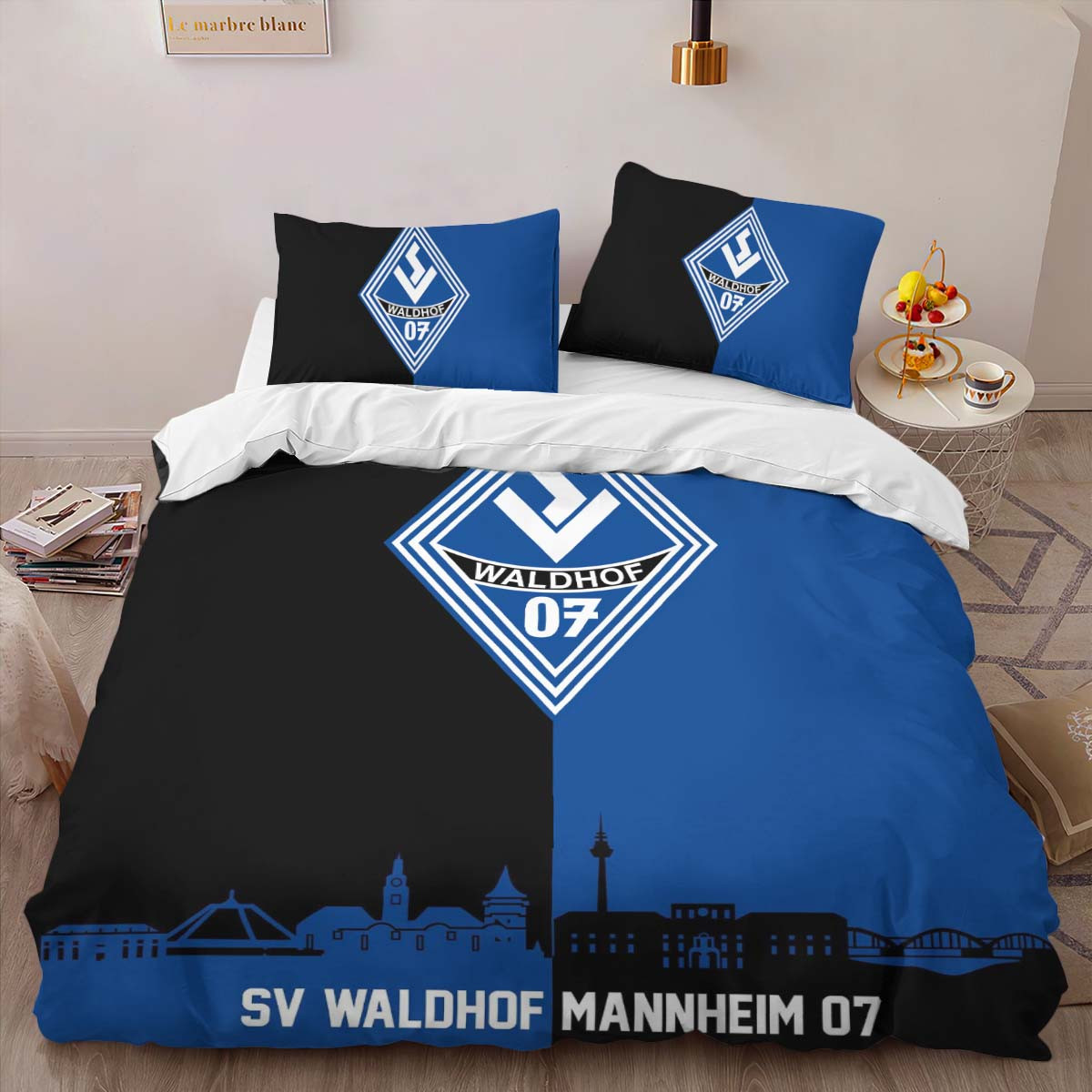 SV Waldhof Mannheim 07 black blue background SVW 02 Bettwäsche - SVW Kinderbettwäsche