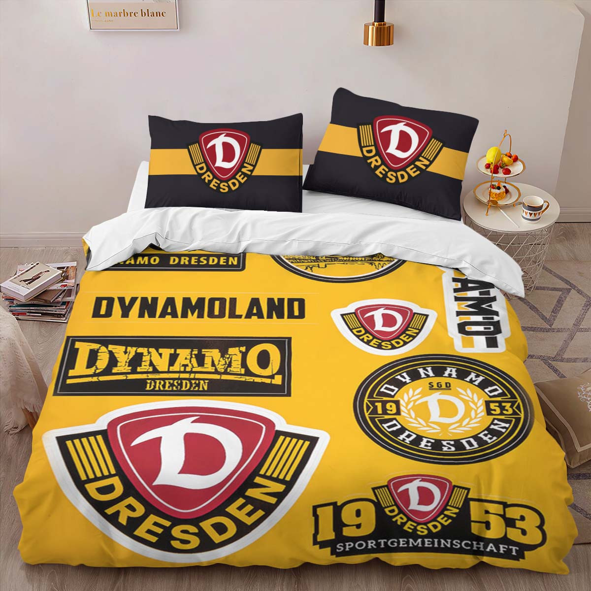SG Dynamo Dresden yellow background style 02 Bettwäsche - SGD Kinderbettwäsche