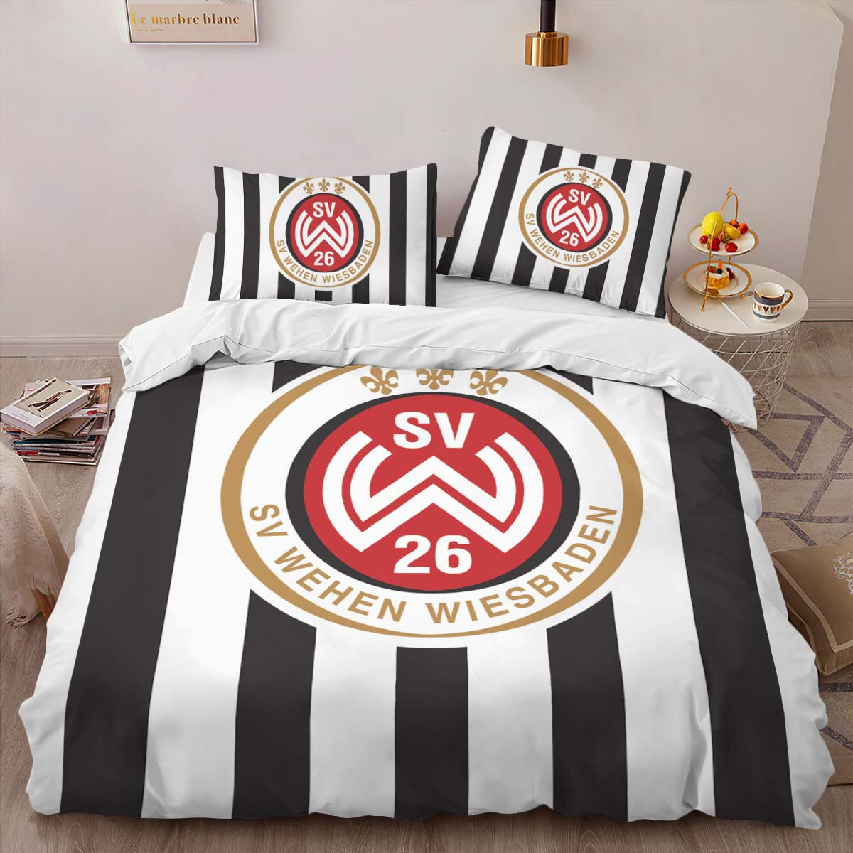 SV Wehen Wiesbaden black white vertical background 03 Bettwäsche - SVW Kinderbettwäsche