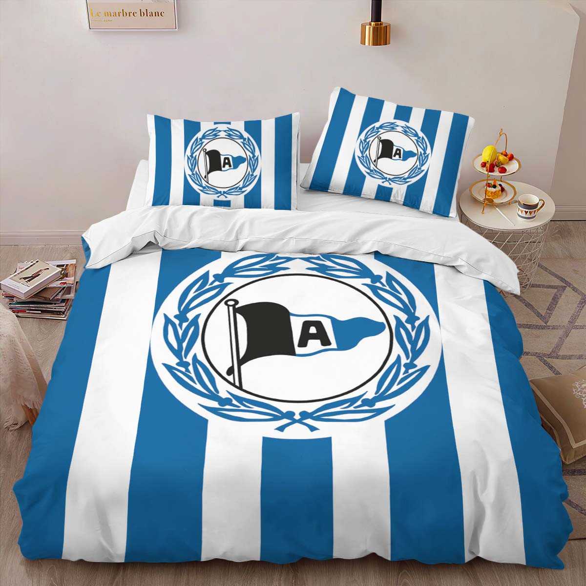 DSC Arminia Bielefeld Fc blue white background 02 Bettwäsche - DSC Kinderbettwäsche