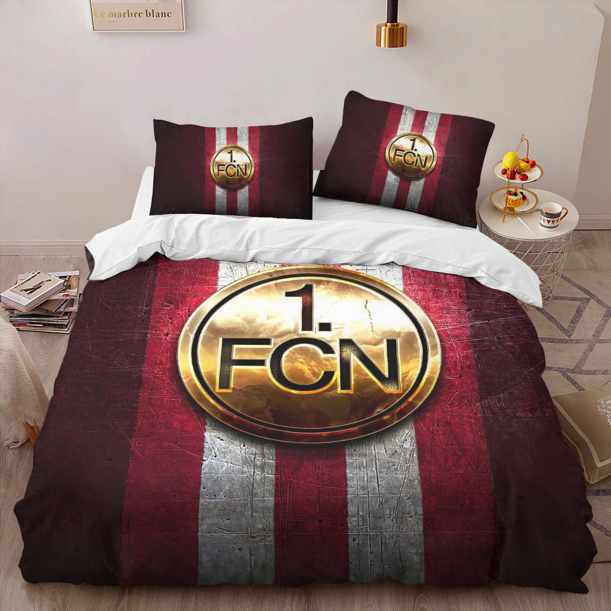 FC Nürnberg red metal background Bettwäsche - FCN Kinderbettwäsche