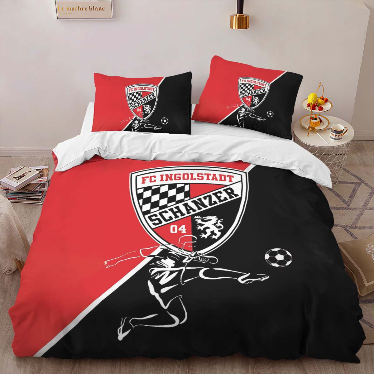 FC Ingolstadt Schanzer 04 white red background Bettwäsche - FCI Kinderbettwäsche