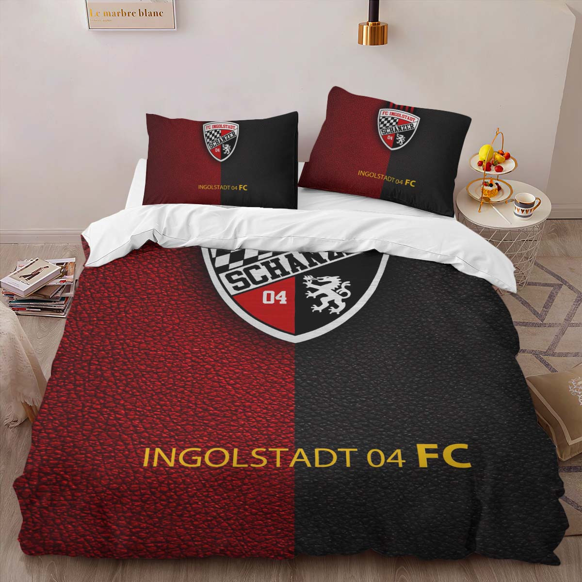 FC Ingolstadt Schanzer 04 black red leather Bettwäsche - FCI Kinderbettwäsche