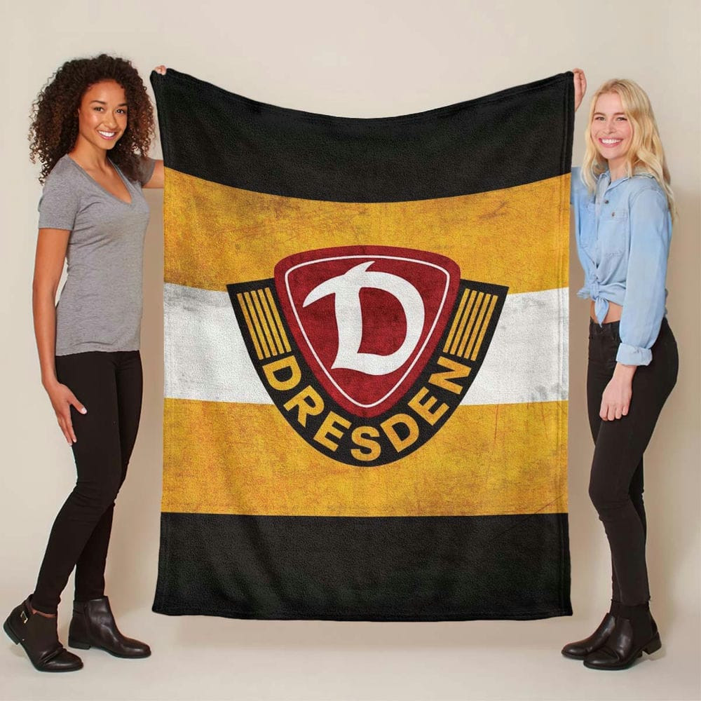 SG Dynamo Dresden gelb schwarzer Hintergrund Fleecedecke - Decke