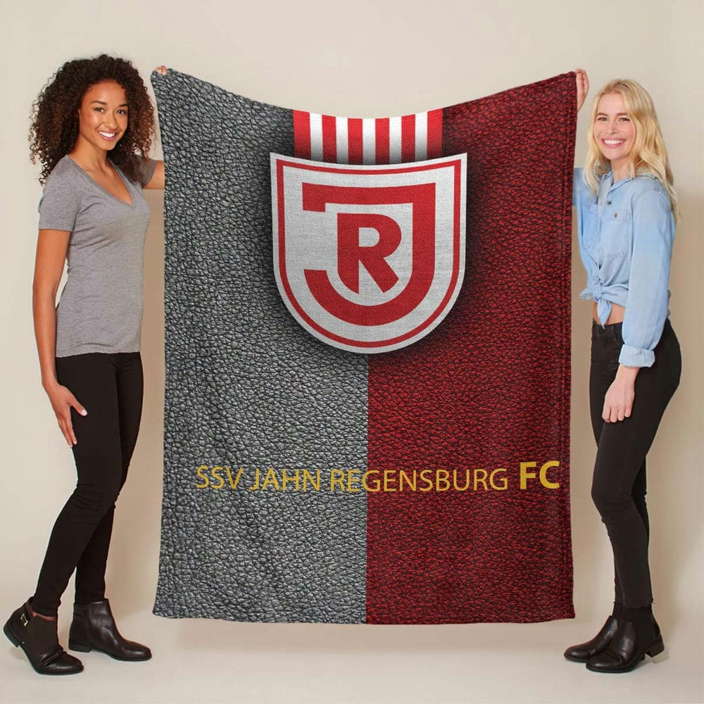 SSV Jahn Regensburg rot weiß Leder Fleecedecke - Decke