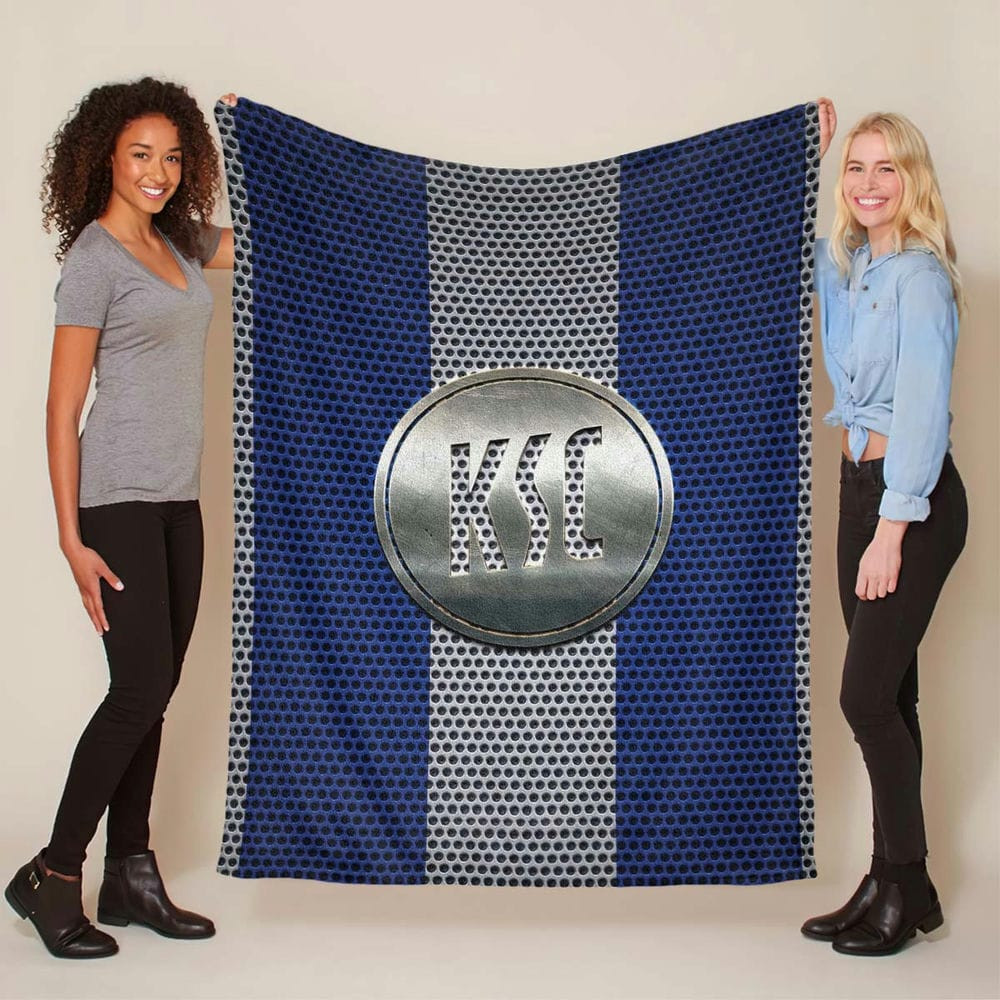 Karlsruher SC KSC blau weiß Metallgeflecht Fleecedecke - Decke