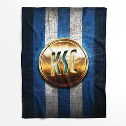 Karlsruher FC KSC blaues Metall und goldenes Logo Fleecedecke - Decke 2