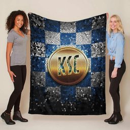 Karlsruher SC KSC blau weiß kariert Fleecedecke - Decke