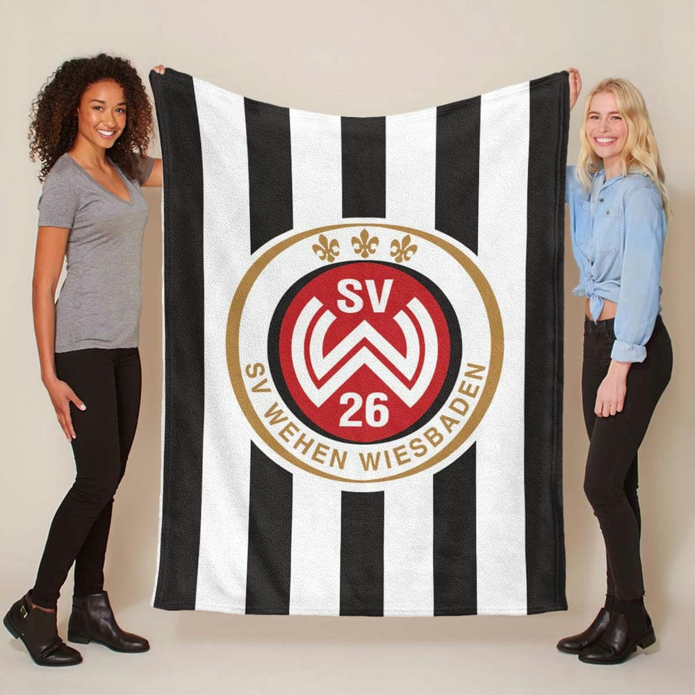 SV Wehen Wiesbaden schwarz weiß vertikal Hintergrund 03 Fleecedecke - Decke