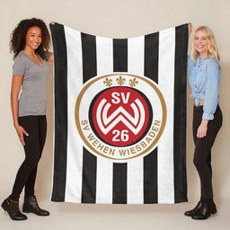 SV Wehen Wiesbaden schwarz weiß vertikal Hintergrund 03 Fleecedecke - Decke