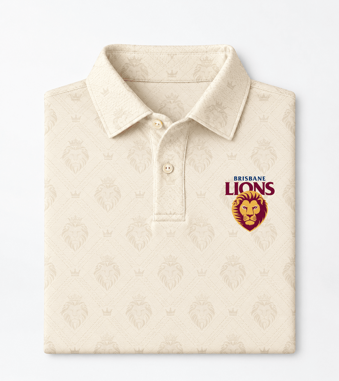 Brisbane Lions Polo Shirt – Cream AFL Supporters Golf Shirt, Classic ...