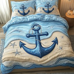 Nautical Anchor 3-Piece Quilted Bedding Set GFTOTP4252