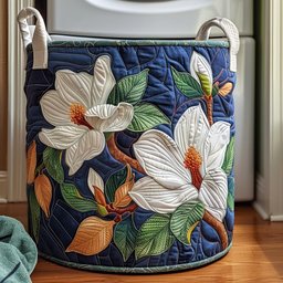 Magnolia Bloom Quilted Laundry Basket Merch For Her