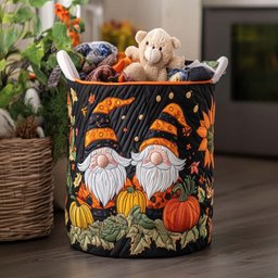 Rustic Gnome Mood Quilted Laundry Basket Easter Merch Gift