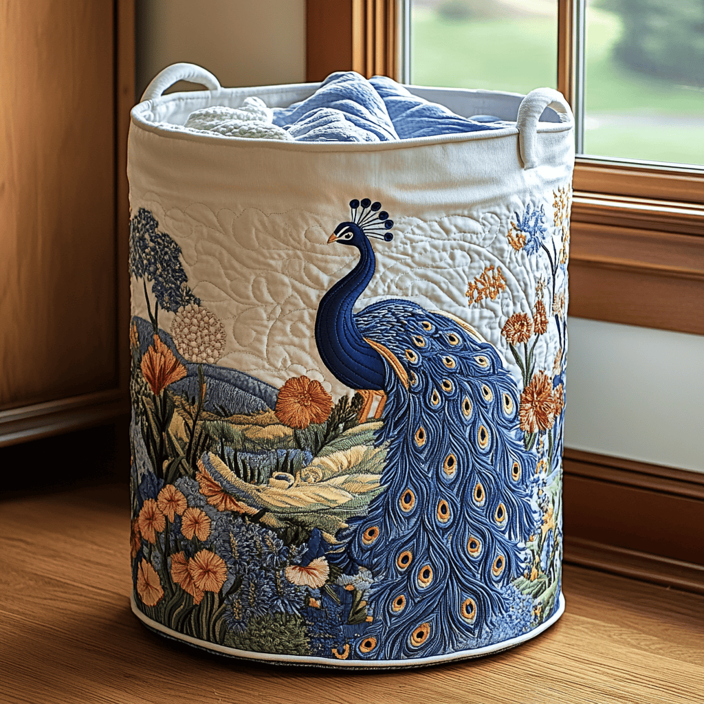 Peacock Dream Quilted Laundry Basket Fall Merch Pick
